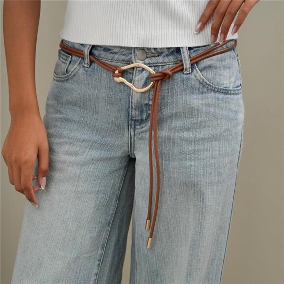 🌿 Boho Leather Rope Belt for Women – Adjustable Thin Tie Waist Belt - Picture 1 of 4